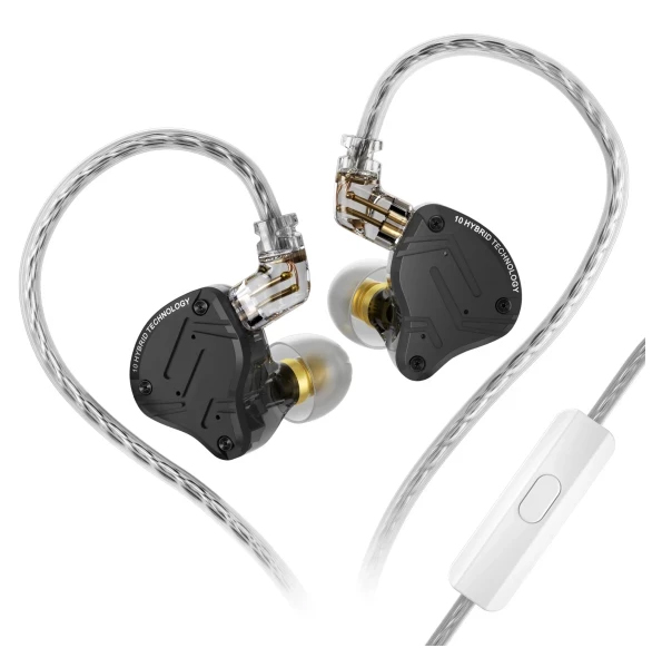 Наушники вкладыши проводные Knowledge Zenith ZS10 PRO X Mic Black - Фото 1