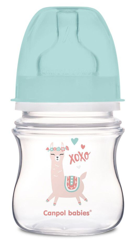 Пляшка для годування Canpol babies з широким отвором антиколікова Easystart 120 мл зелена (35/220_gre) - Фото 1