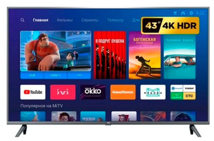 Телевизор Xiaomi Mi TV UHD 4S 43 (L43M5-5ARU) - Фото 2 - интернет-магазин Comfy Телевизор Xiaomi Mi TV UHD 4S 43 (L43M5-5ARU) - Фото 2