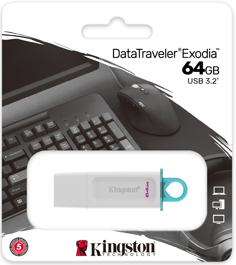 Флеш USB Kingston USB 3.2 Gen1 DataTraveler Exodia White - 2 Фото Флеш USB Kingston USB 3.2 Gen1 DataTraveler Exodia White - 2
