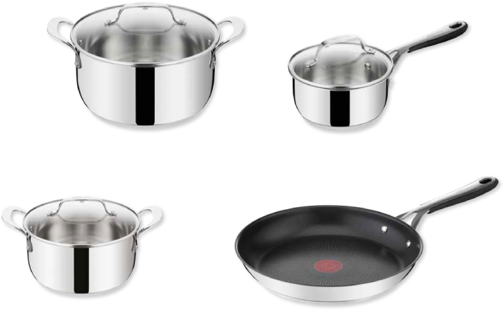 Набір посуду Tefal E314SA74 Jamie Oliver Kitchen Essential 10 пр (ківш 1,5 л, кастр 1,5 л/ 3,0 л/ 5,3 л, сковороди 24 см/ 28 см ) - 5 Фото Набір посуду Tefal E314SA74 Jamie Oliver Kitchen Essential 10 пр (ківш 1,5 л, кастр 1,5 л/ 3,0 л/ 5,3 л, сковороди 24 см/ 28 см ) - 5