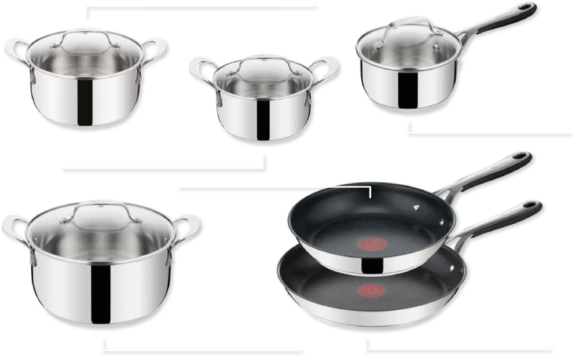 Фото Набор посуды Tefal E314S774 Jamie Oliver Kitchen Essential 7пр (ковш 1,5л, кастр 3л/5,3л, сковорода 28 см) - 5